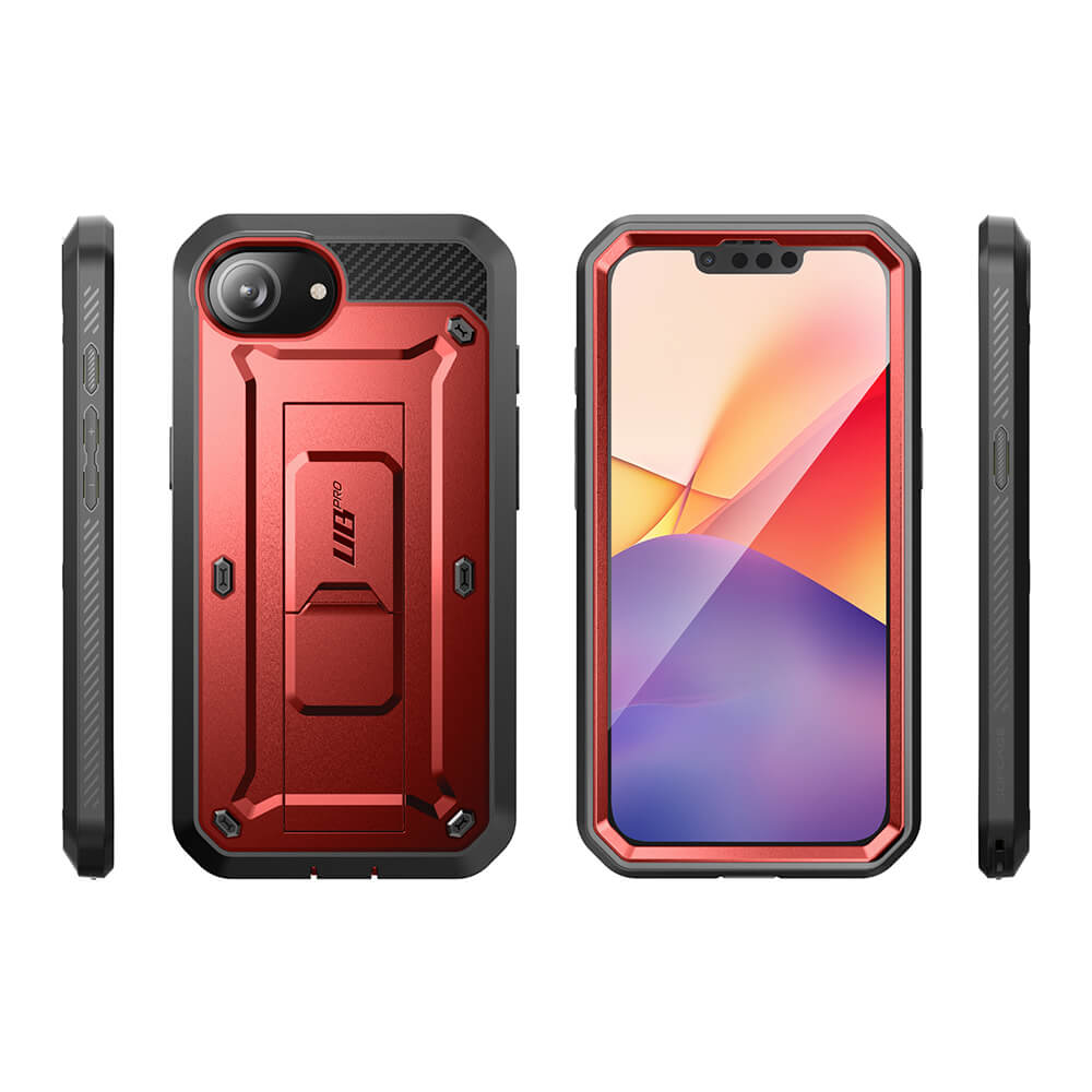 Supcase iPhone 16e Unicorn Beetle Pro Σκληρή Θήκη με Προστασία Οθόνης και Stand - Metallic Red