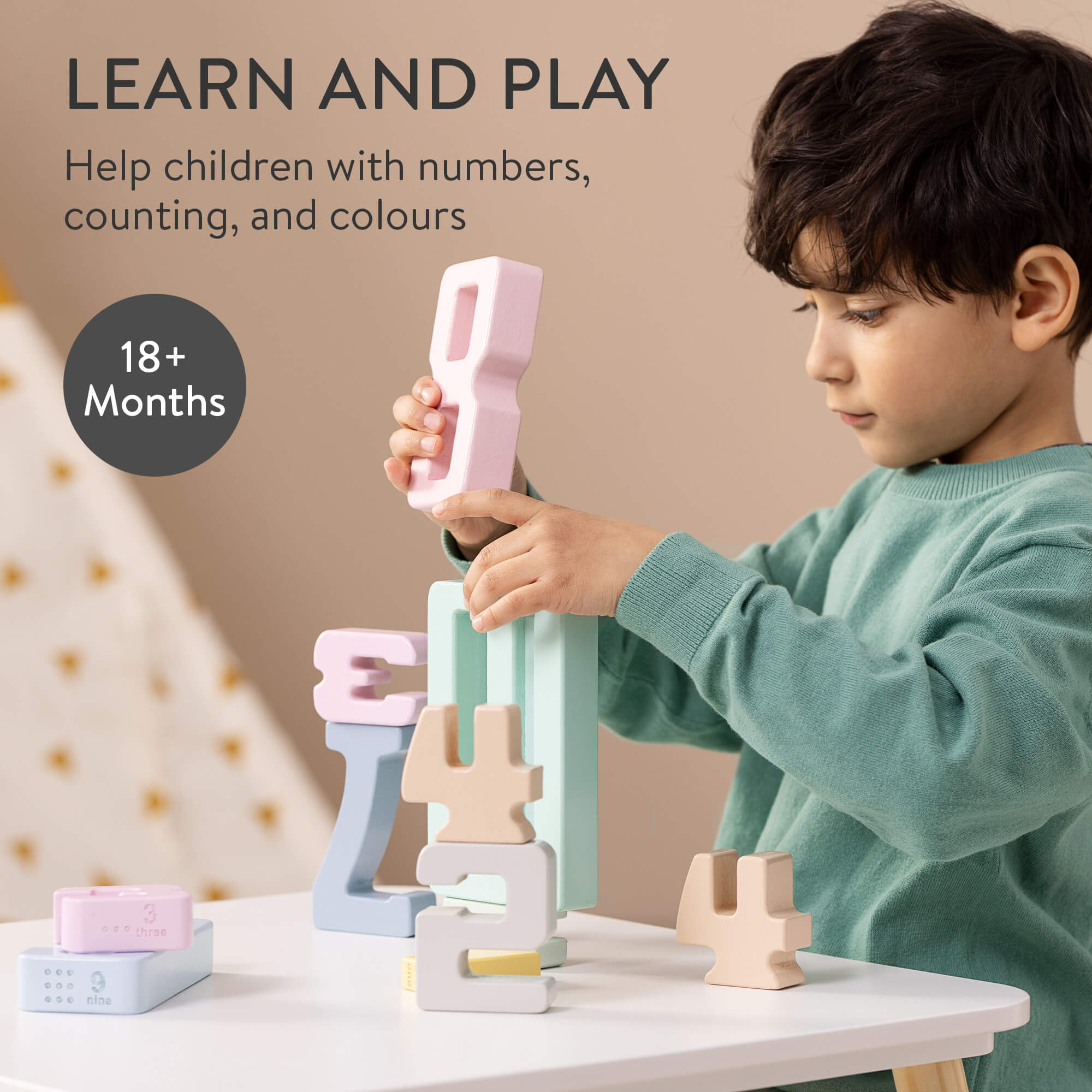 Navaris Ξύλινο Αριθμητικό Μπλοκ Για Παιδιά - Multicolour - 56191.01