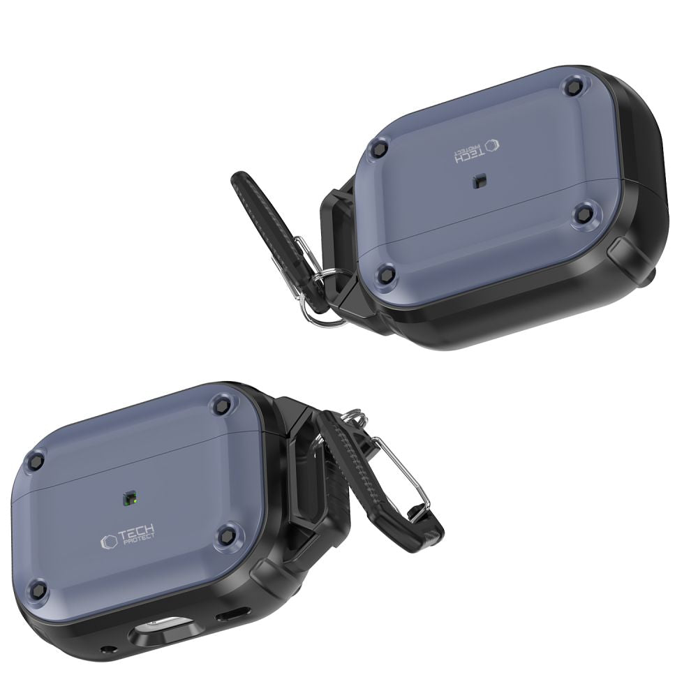Tech-Protect AirPods Pro 1 / 2 Θήκη από Σκληρό Πλαστικό και Σιλικόνη - Rough Hook - Steel Blue