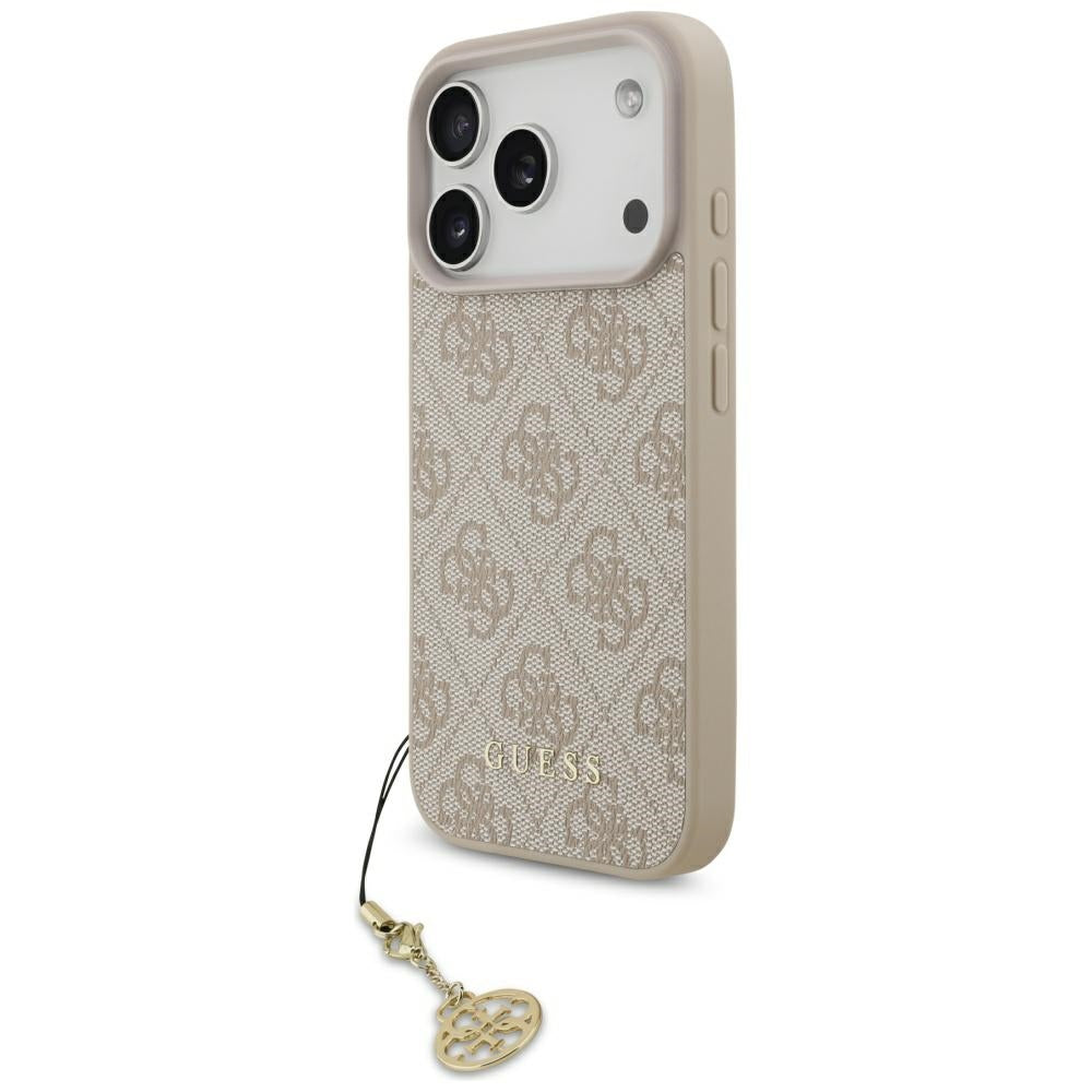 Guess iPhone 17 Pro - 4G Charms Collection MagSafe - Θήκη με Επένδυση Συνθετικού Δέρματος - Pink - GUHMP17LGF4GCP