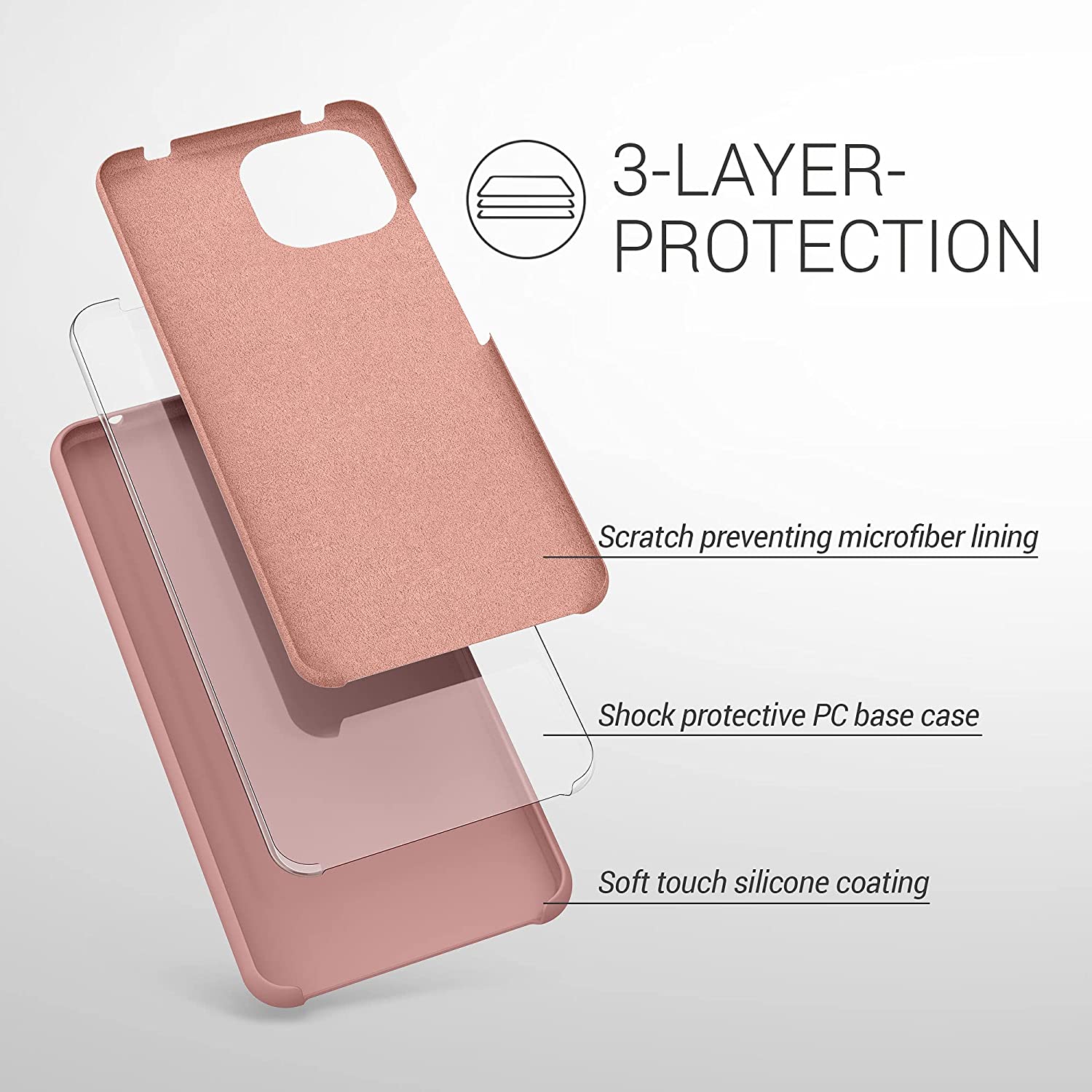 KW Xiaomi Mi 11 Lite / Mi 11 Lite 5G Θήκη Σιλικόνης Rubber TPU - Rose Tan - 54730.193