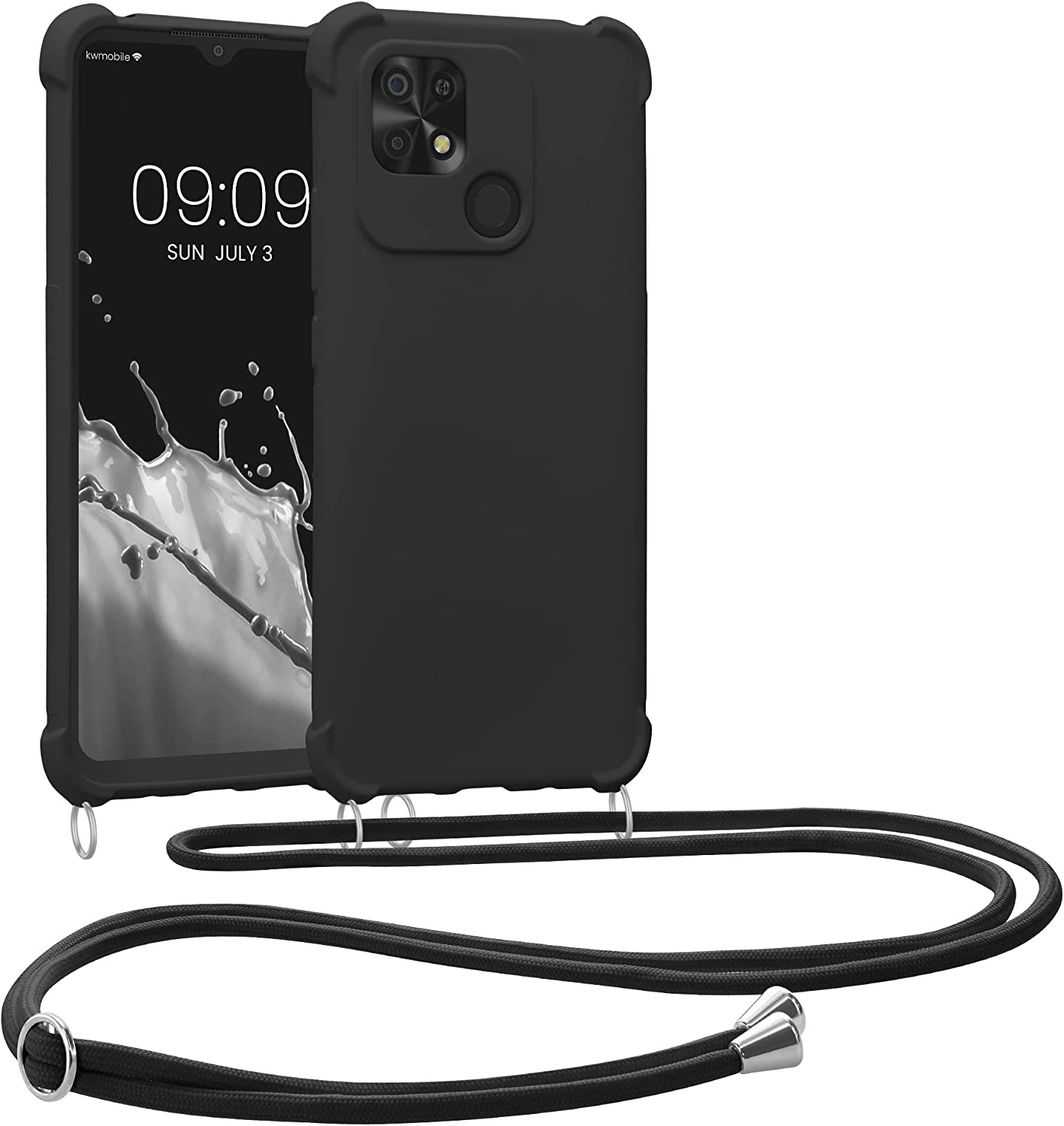 KW Xiaomi Redmi 10C Θήκη Σιλικόνης TPU με Λουράκι - Black - 59233.01