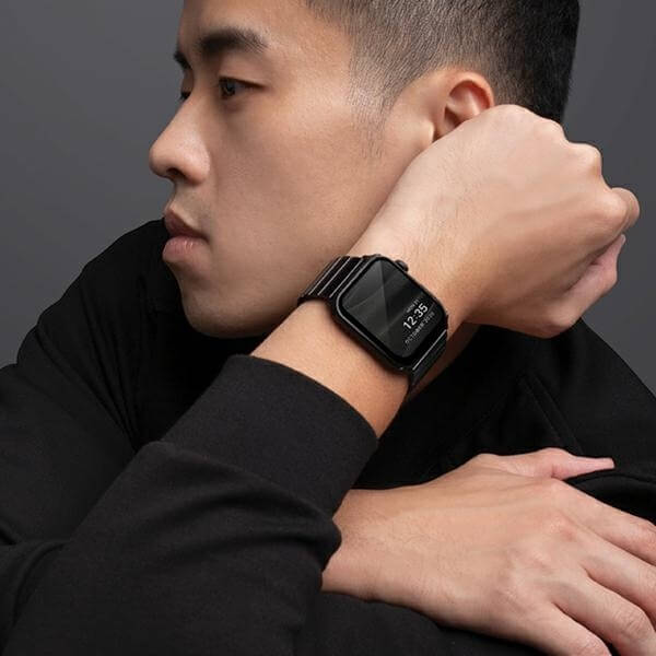 Uniq Λουράκι Apple Watch 2 / 3 / 4 / 5 / 6 / 7 / 8 / 9 / SE / SE 2 / Ultra / Ultra 2 - 42 / 44 / 45 / 49 mm Strova από Ανοξείδωτο Ατσάλι - Midnight Black