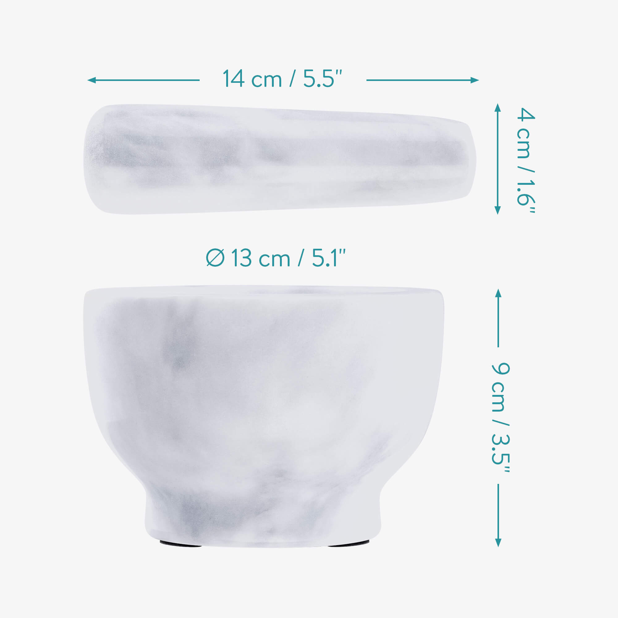 Navaris Mortar and Pestle Set Σετ με Γουδί και Γουδοχέρι από Φυσικό Λευκό / Γκρι Μάρμαρο - 47789.04