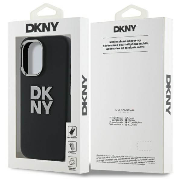DKNY iPhone 16 - Liquid Silicone Metal Logo - Σκληρή Θήκη με Πλαίσιο Σιλικόνης - Black