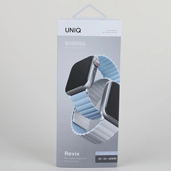 Uniq Λουράκι Apple Watch 2 / 3 / 4 / 5 / 6 / 7 / 8 / 9 / SE / ULTRA 1 / ULTRA 2 - 42 / 44 / 45 / 49 mm Revix Μαγνητικό Σιλικόνης Διπλής Όψης - Blue / White Blue
