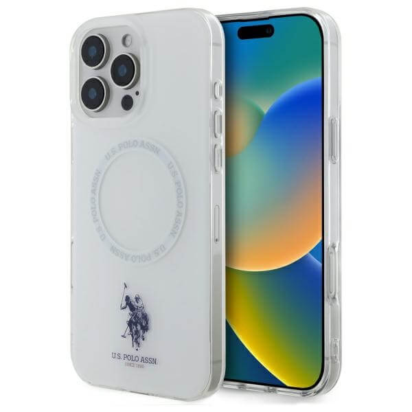 US Polo iPhone 16 Pro Max - IML Ring - MagSafe Σκληρή Θήκη με Πλαίσιο Σιλικόνης - White - USHMP16XHOCLDPW