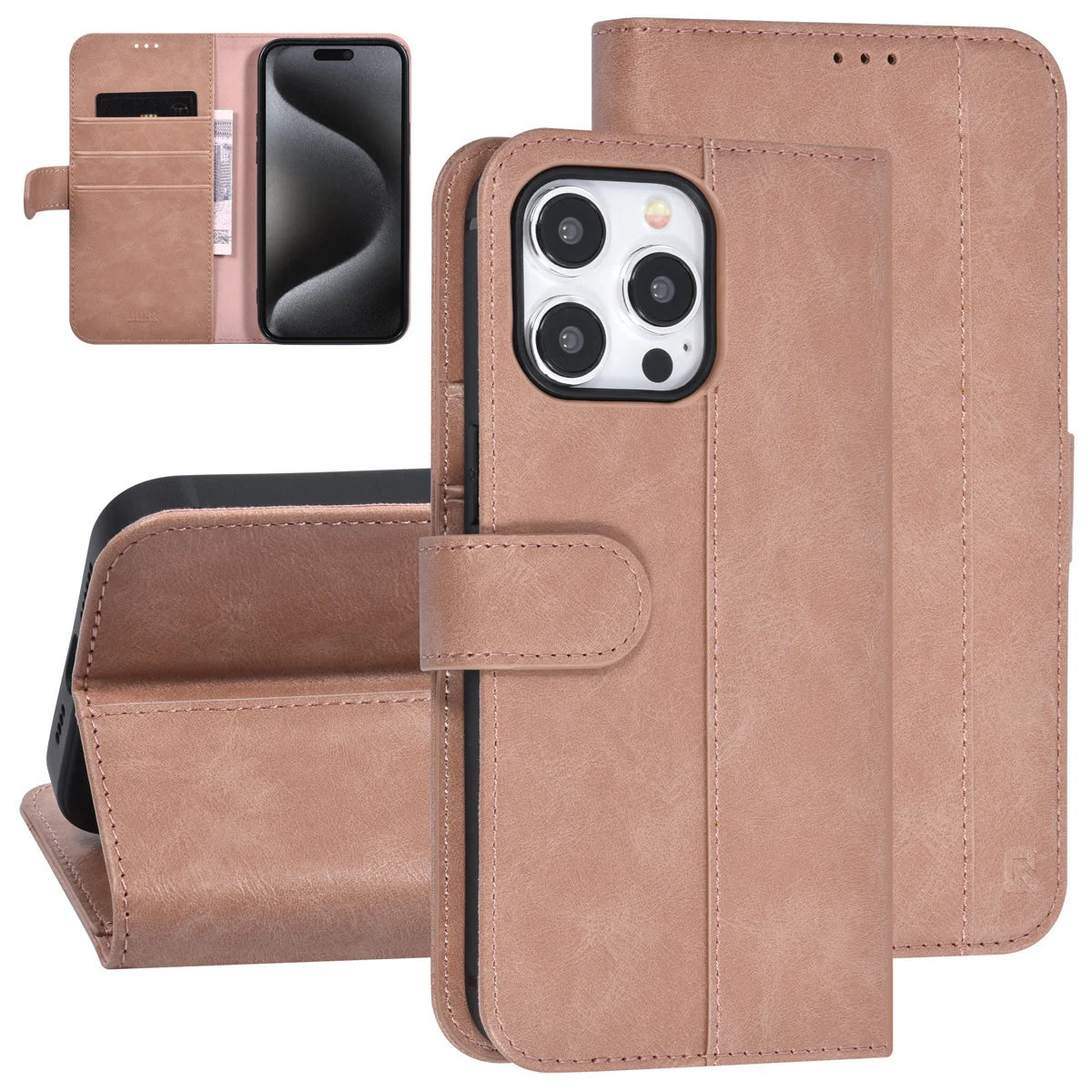 Tuniq iPhone 15 Pro Max - Θήκη Πορτοφόλι από Δερματίνη με Stand - Ροζ