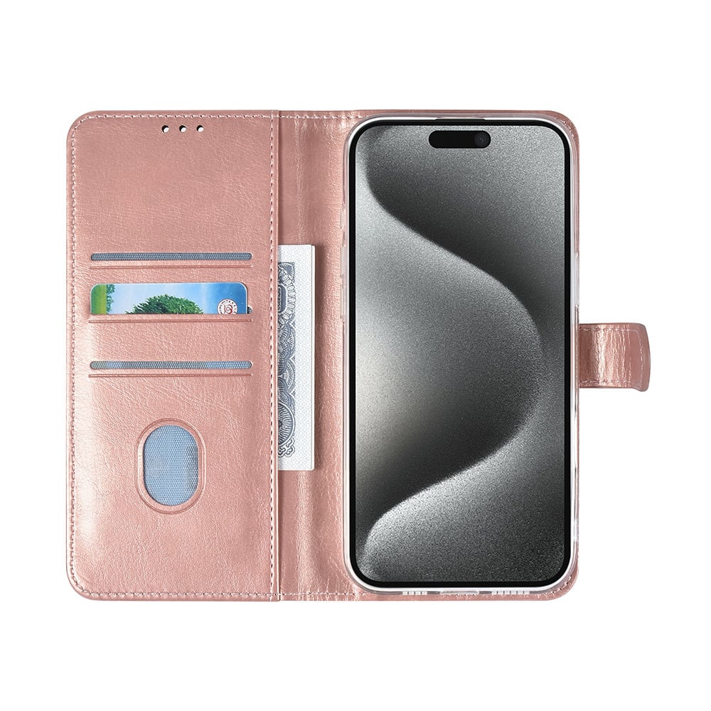 Tuniq iPhone 16 Pro Max - Θήκη Πορτοφόλι Stand από Δερματίνη - Rose Gold