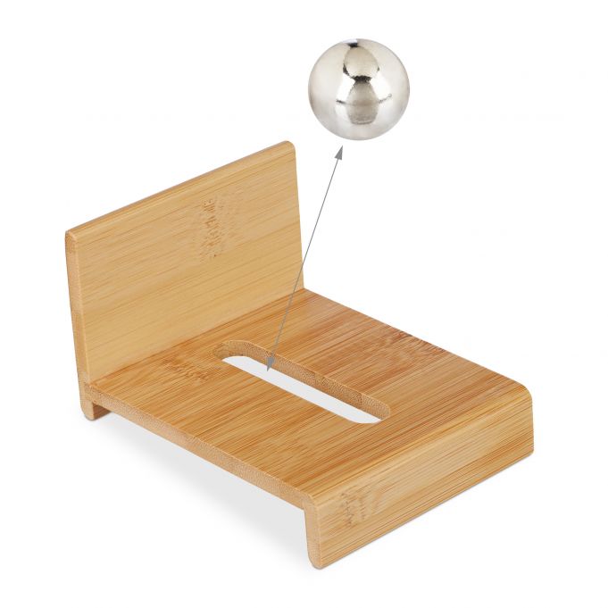 Relaxdays Βάση για Επαγγελματικές Κάρτες από Μπαμπού με Μπάλα - Natural - 4052025246181