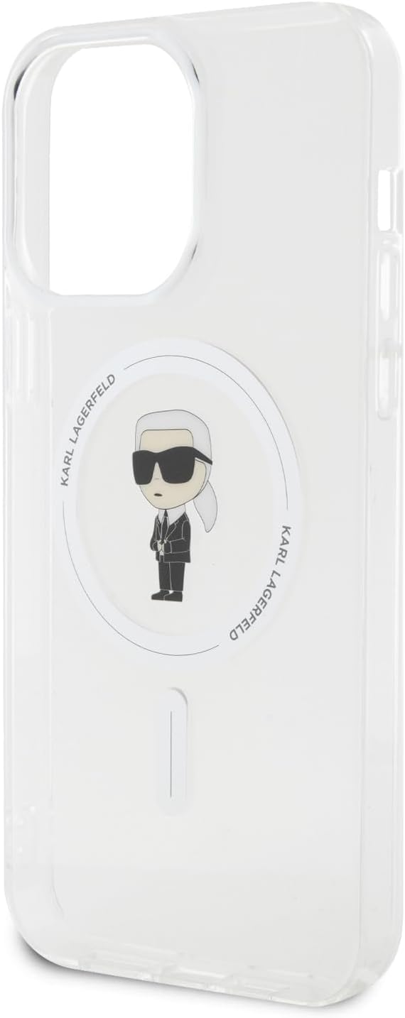 Karl Lagerfeld iPhone 15 Pro Max - IML Ikonik Magsafe Σκληρή Θήκη με Πλαίσιο Σιλικόνης και MagSafe - Διάφανη - KLHMP15XHFCKNOT - likebrands.gr