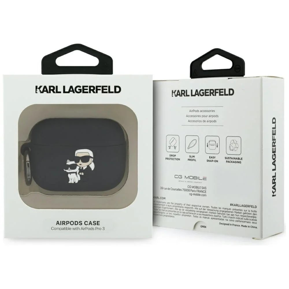Karl Lagerfeld AirPods Pro 3 - Θήκη Σιλικόνης - Silicone Karl and Choupette Head 3D - Black