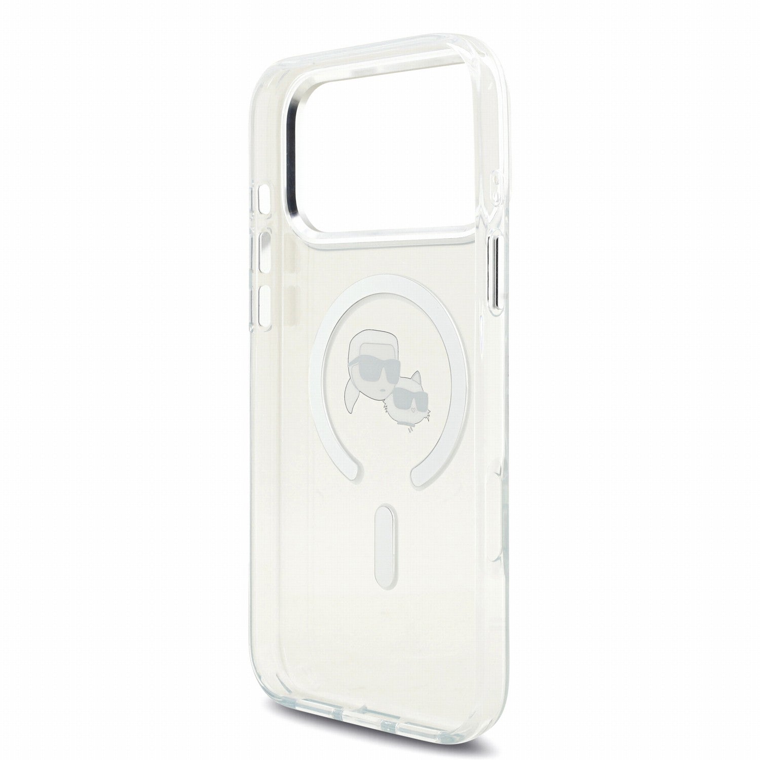 Karl Lagerfeld iPhone 17 Pro Max / iPhone 18 Pro Max - Σκληρή Θήκη με Πλαίσιο Σιλικόνης - IML K and CH Heads Metal Frame MagSafe - White