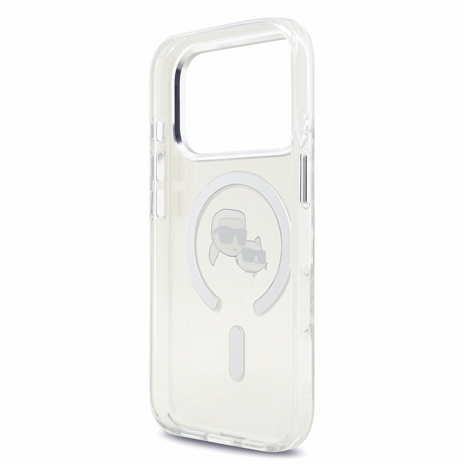 Karl Lagerfeld iPhone 17 Pro / iPhone 18 Pro - Σκληρή Θήκη με Πλαίσιο Σιλικόνης - IML K and CH Heads Metal Frame MagSafe - White