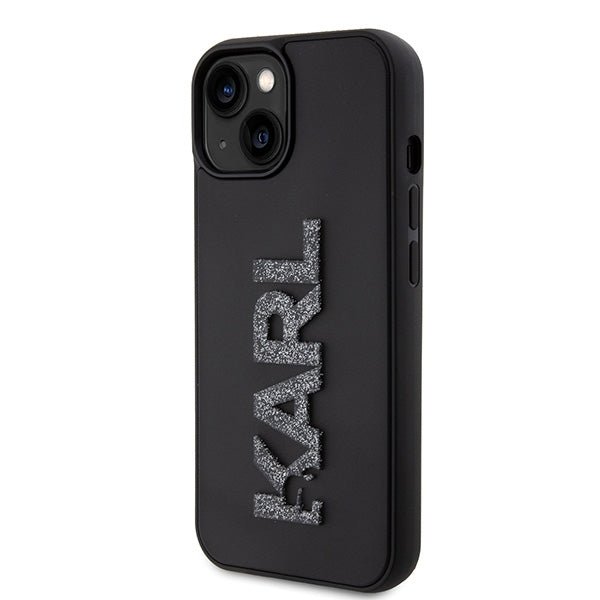 Karl Lagerfeld iPhone 15 / 14 / 13 - Σκληρή Θήκη με Πλαίσιο Σιλικόνης - 3D Rubber Glitter Logo - Black