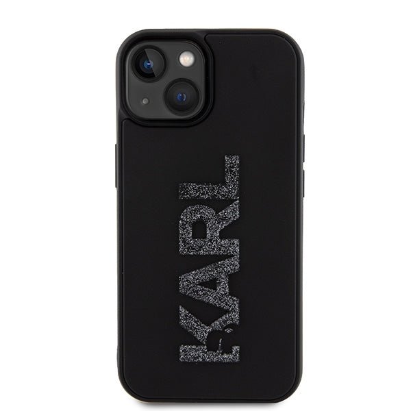 Karl Lagerfeld iPhone 15 / 14 / 13 - Σκληρή Θήκη με Πλαίσιο Σιλικόνης - 3D Rubber Glitter Logo - Black