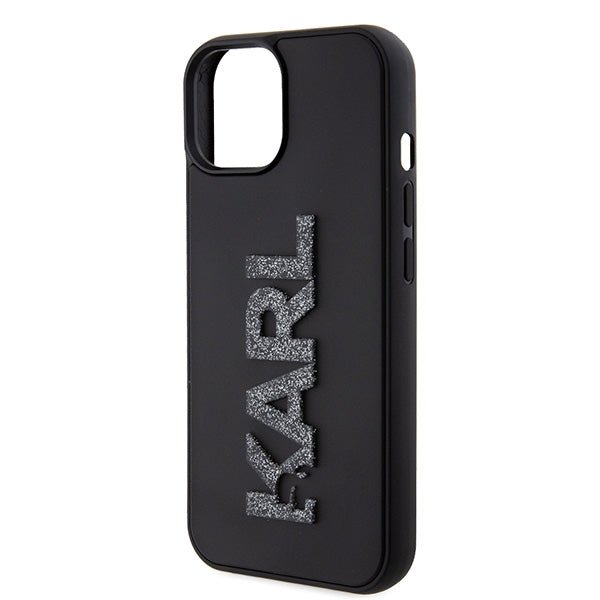 Karl Lagerfeld iPhone 15 / 14 / 13 - Σκληρή Θήκη με Πλαίσιο Σιλικόνης - 3D Rubber Glitter Logo - Black