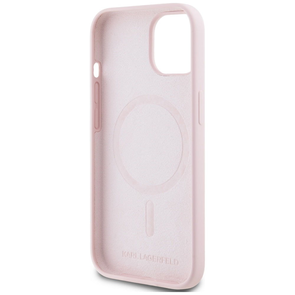 Karl Lagerfeld iPhone 15 - Θήκη Σιλικόνης με MagSafe - Silicone Karl and Choupette - Pink