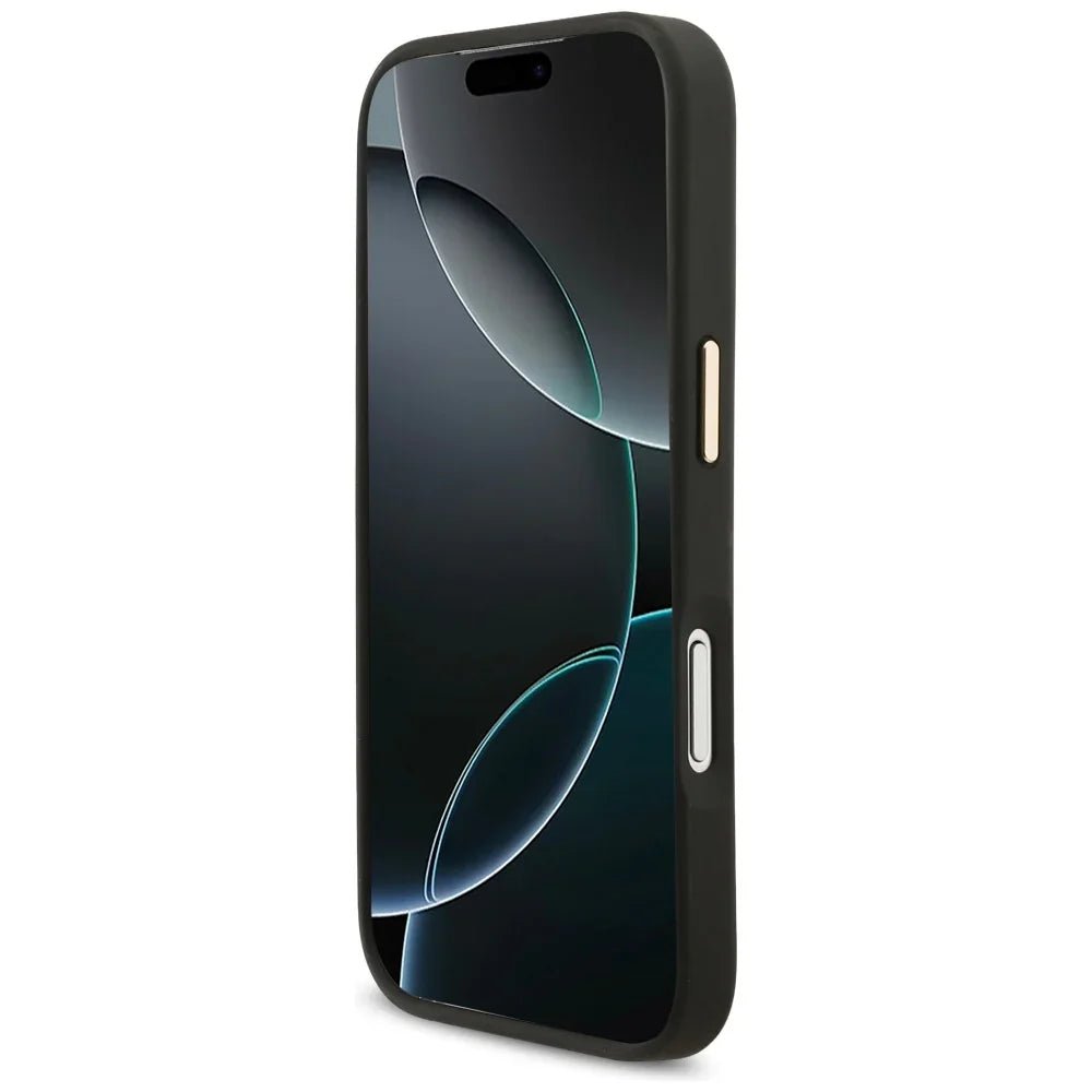 Karl Lagerfeld iPhone 17 Pro - Big Strap Choupette Metal Logo MagSafe - Σκληρή Θήκη με Επένδυση Συνθετικού Δέρματος και Λουράκι - Black