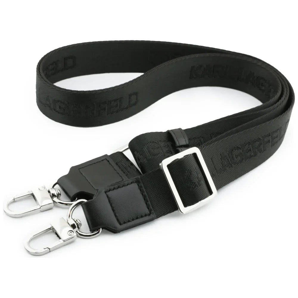 Karl Lagerfeld iPhone 17 Pro - Big Strap Karl Metal Logo MagSafe - Σκληρή Θήκη με Επένδυση Συνθετικού Δέρματος και Λουράκι - Black