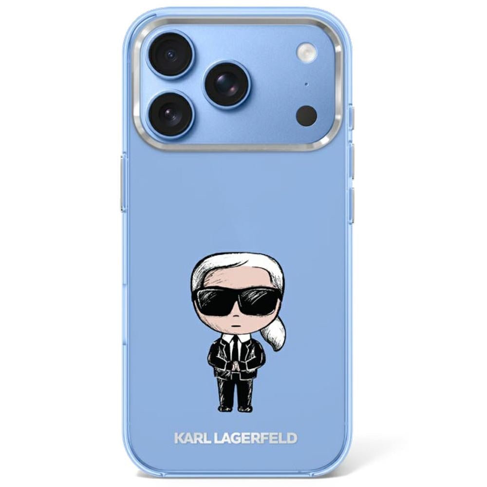 Karl Lagerfeld iPhone 17 Pro / iPhone 18 Pro - Σκληρή Θήκη με Πλαίσιο Σιλικόνης - IML Ikonik Sketch Print MagSafe - Blue
