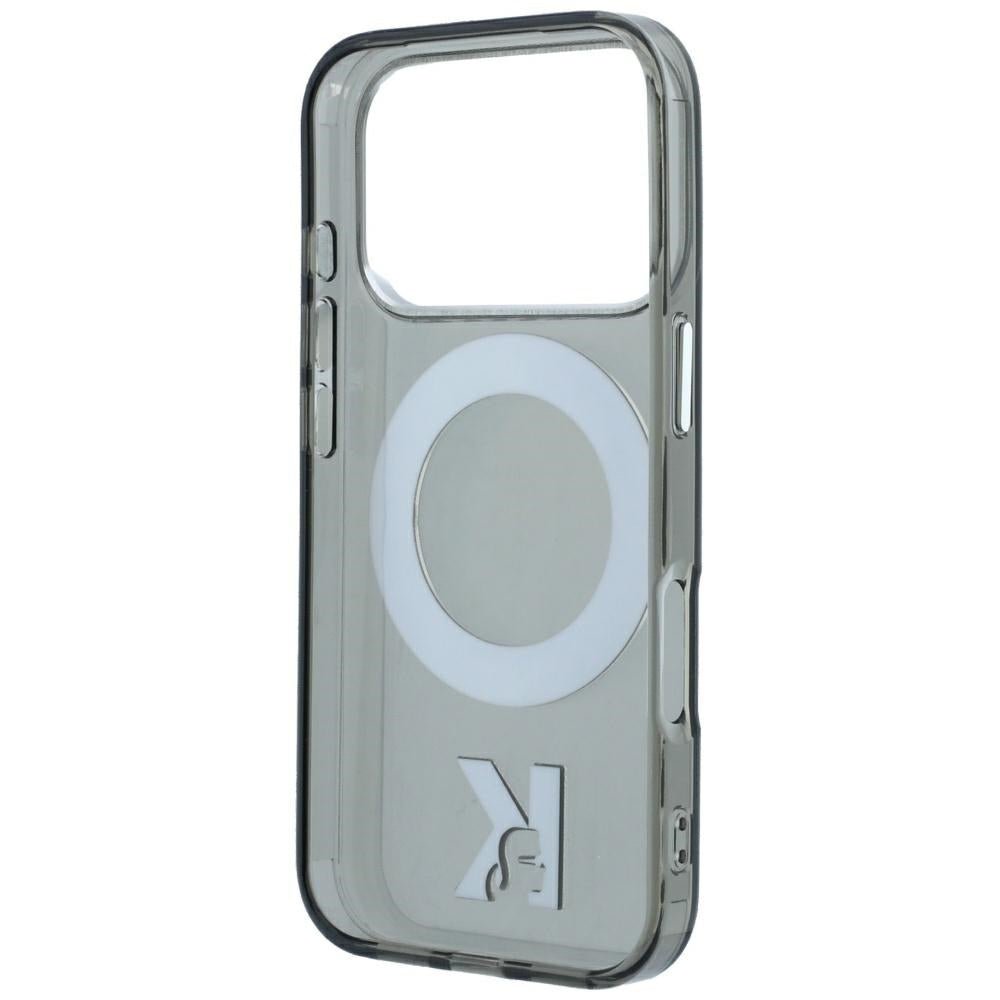 Karl Lagerfeld iPhone 17 Pro / iPhone 18 Pro - Σκληρή Θήκη με Πλαίσιο Σιλικόνης και Δαχτυλίδι Συγκράτησης - IML Ring Stand 360 Kameo Metal MagSafe - Black