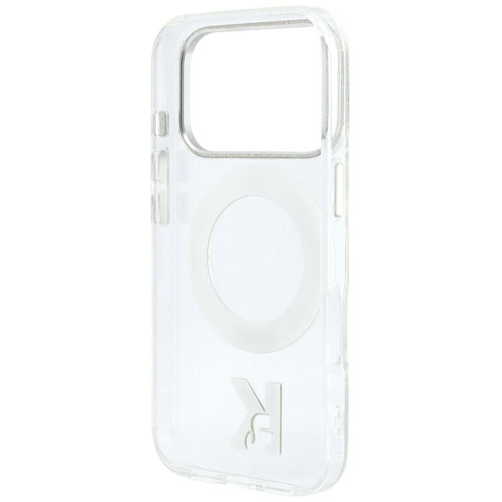 Karl Lagerfeld iPhone 17 Pro / iPhone 18 Pro - Σκληρή Θήκη με Πλαίσιο Σιλικόνης και Δαχτυλίδι Συγκράτησης - IML Ring Stand 360 Kameo Metal MagSafe - Clear