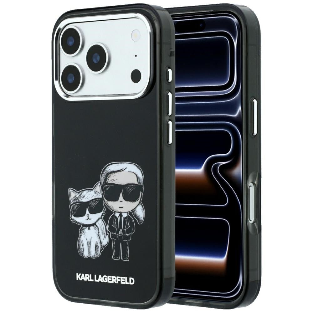 Karl Lagerfeld iPhone 17 Pro / iPhone 18 Pro - Σκληρή Θήκη με Πλαίσιο Σιλικόνης - Smooth Karl & Choupette Bodies Sketch MagSafe - Black