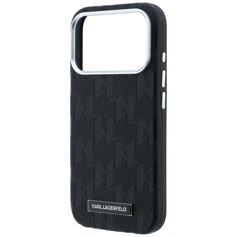 Karl Lagerfeld iPhone 17 Pro Max / iPhone 18 Pro Max - Σκληρή Θήκη με Επένδυση Οικολογικού Δέρματος - Grained Mono Resin Logo MagSafe - Black