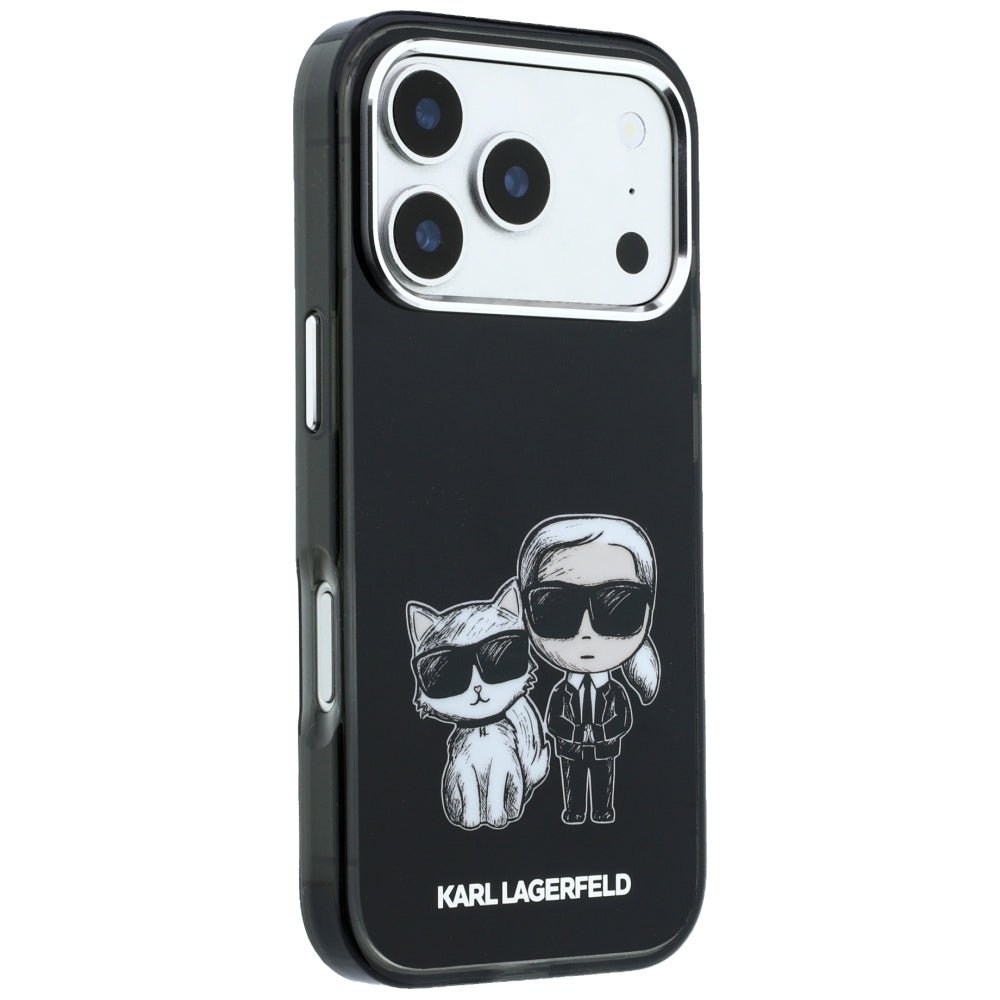 Karl Lagerfeld iPhone 17 Pro Max / iPhone 18 Pro Max - Σκληρή Θήκη με Πλαίσιο Σιλικόνης - IML Karl and Choupette Bodies Sketch Print MagSafe - Black