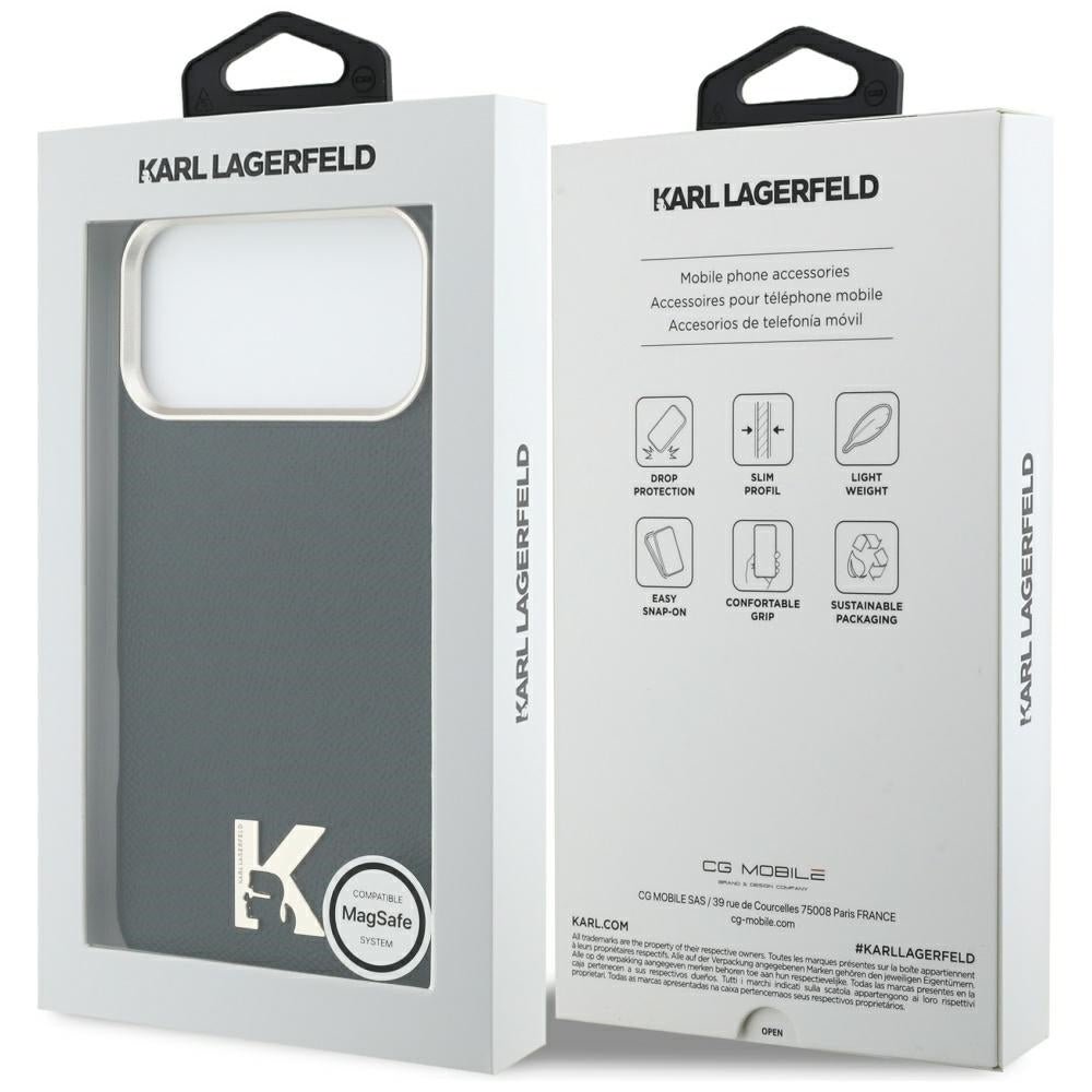 Karl Lagerfeld iPhone 17 Pro Max - Σκληρή Θήκη με Επένδυση Οικολογικού Δέρματος και MagSafe - Karl Head Logo - Black