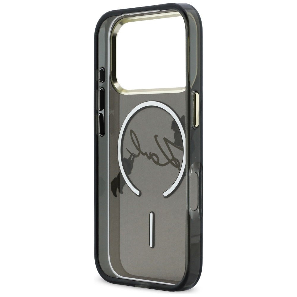 Karl Lagerfeld iPhone 17 Pro Max - Σκληρή Θήκη με Πλαίσιο Σιλικόνης - IML Choupettes Karl Script Logo MagSafe - Black