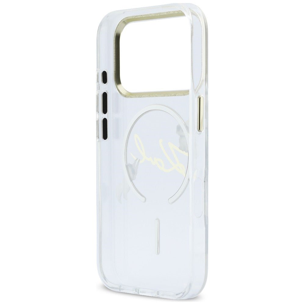 Karl Lagerfeld iPhone 17 Pro Max - Σκληρή Θήκη με Πλαίσιο Σιλικόνης - IML Choupettes Karl Script Logo MagSafe - Clear