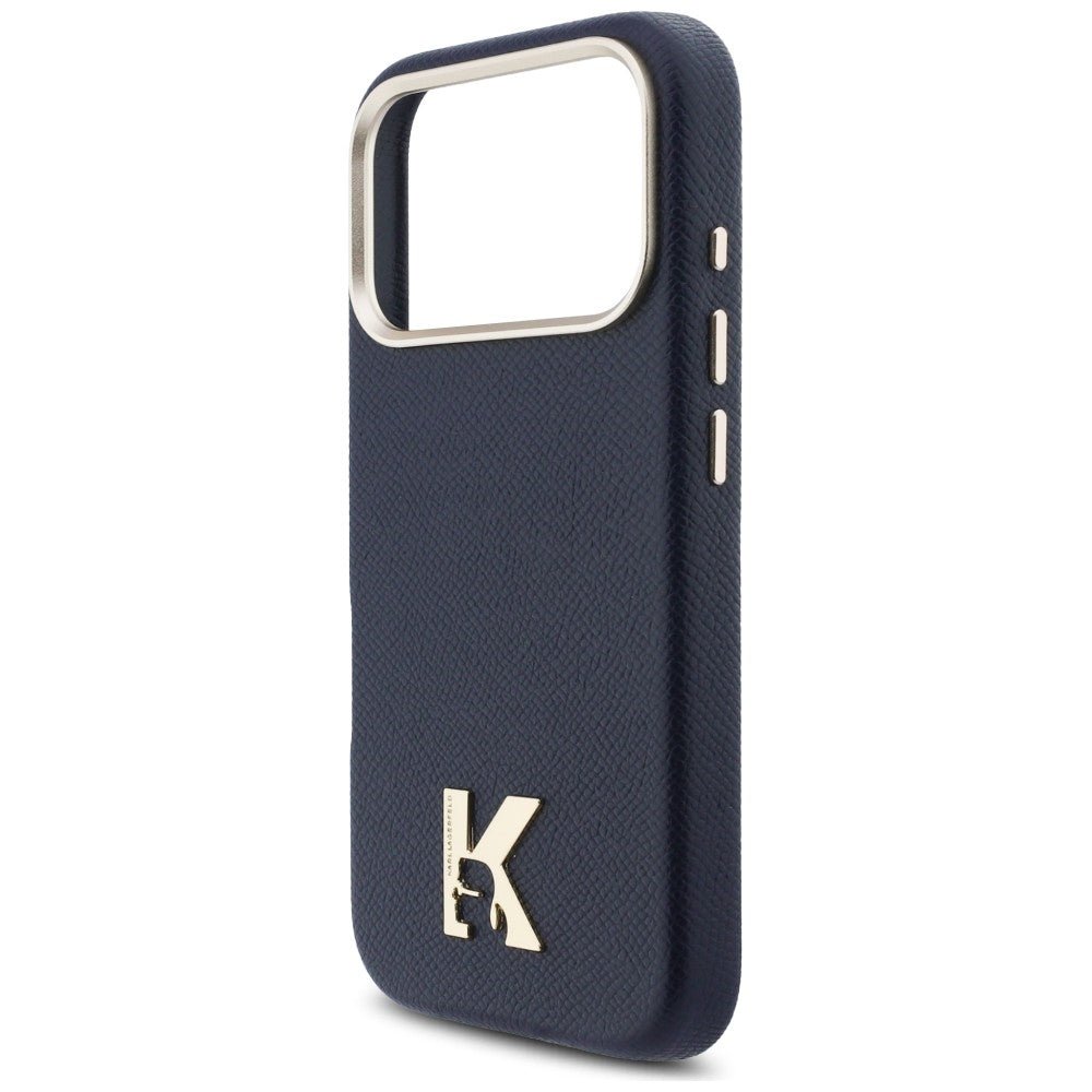 Karl Lagerfeld iPhone 17 Pro - Σκληρή Θήκη με Επένδυση Οικολογικού Δέρματος και MagSafe - Karl Head Logo - Blue