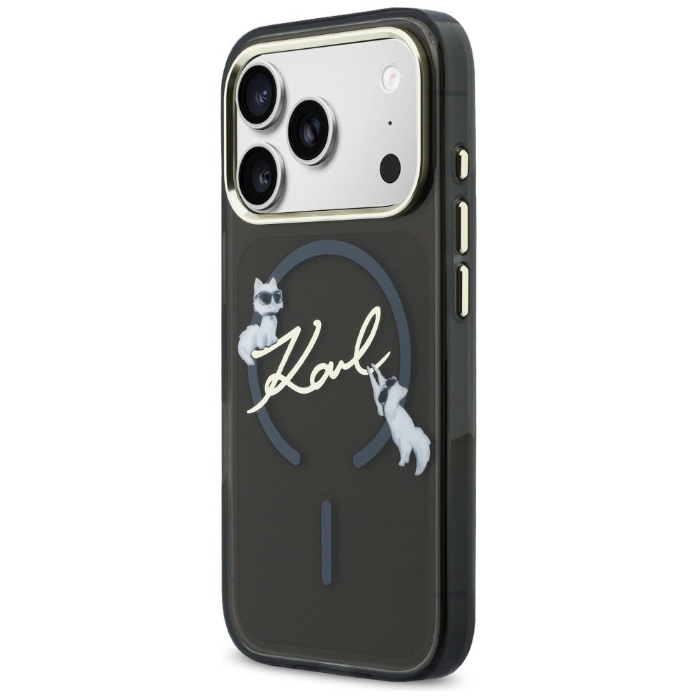 Karl Lagerfeld iPhone 17 Pro - Σκληρή Θήκη με Πλαίσιο Σιλικόνης - IML Choupettes Karl Script Logo MagSafe - Black