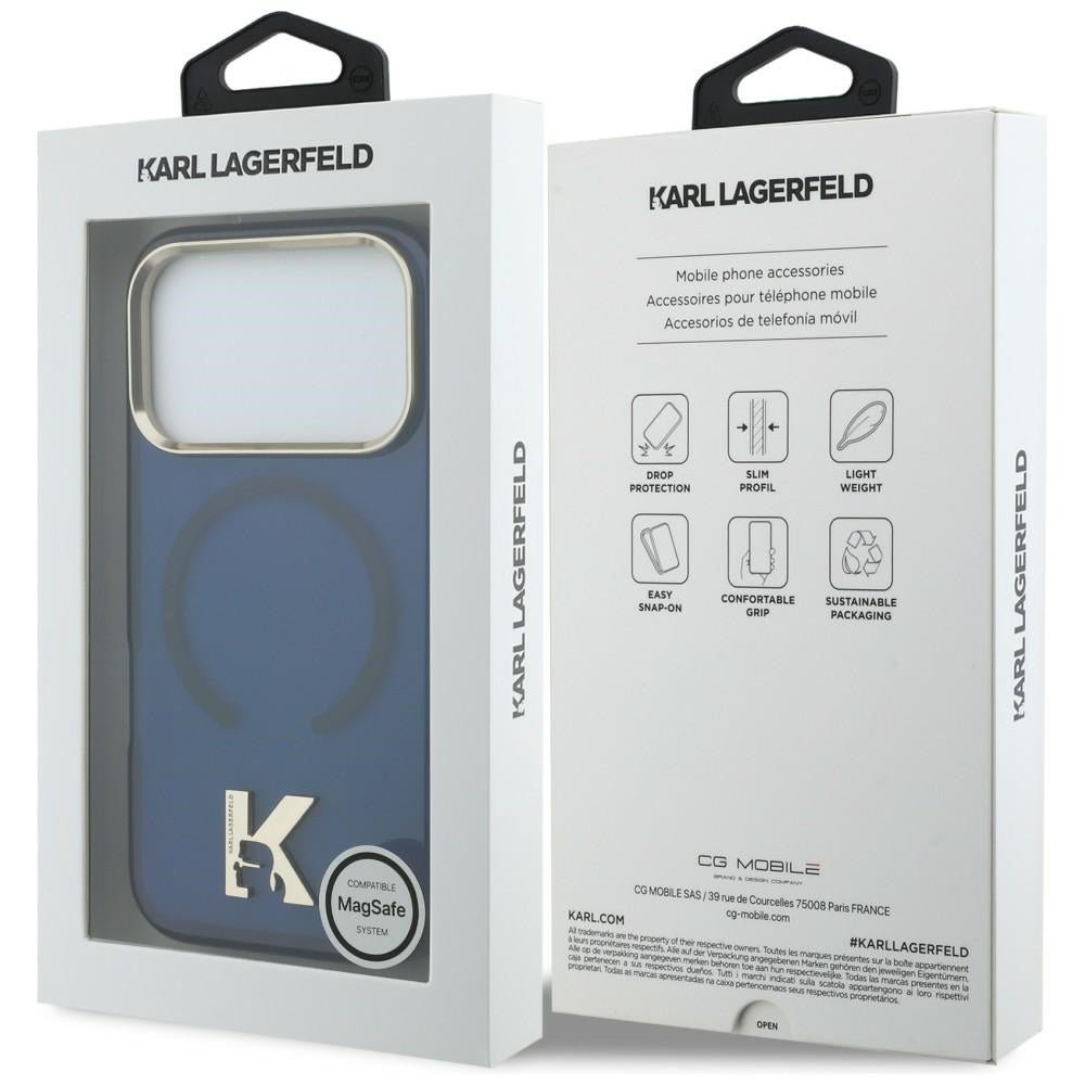 Karl Lagerfeld iPhone 17 Pro - Σκληρή Θήκη με Πλαίσιο Σιλικόνης - IML K Head Logo MagSafe - Blue