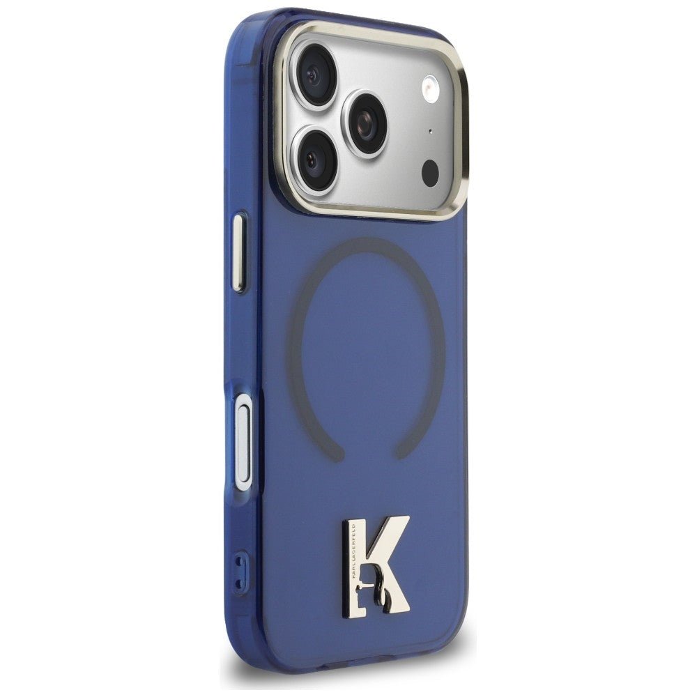 Karl Lagerfeld iPhone 17 Pro - Σκληρή Θήκη με Πλαίσιο Σιλικόνης - IML K Head Logo MagSafe - Blue