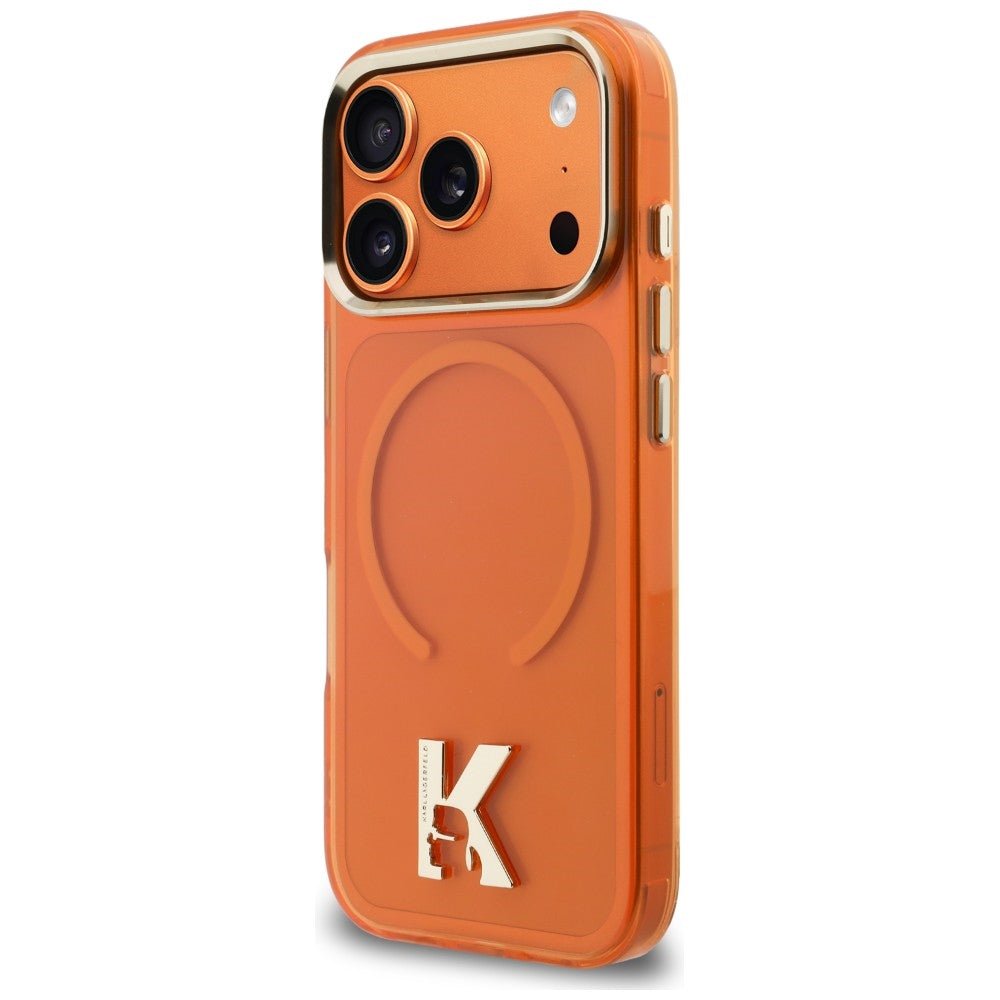 Karl Lagerfeld iPhone 17 Pro - Σκληρή Θήκη με Πλαίσιο Σιλικόνης - IML K Head Logo MagSafe - Orange