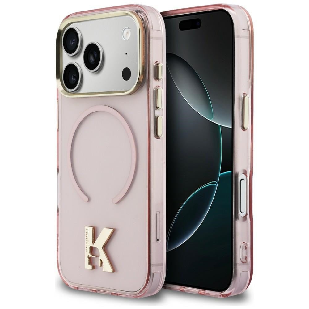 Karl Lagerfeld iPhone 17 Pro - Σκληρή Θήκη με Πλαίσιο Σιλικόνης - IML K Head Logo MagSafe - Pink