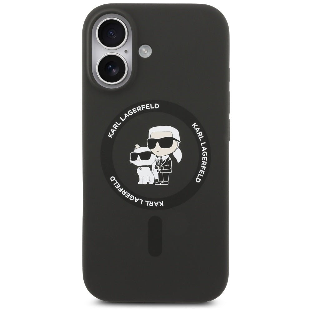Karl Lagerfeld iPhone 17 - Θήκη Σιλικόνης με MagSafe - Silicone Karl and Choupette Ring - Black