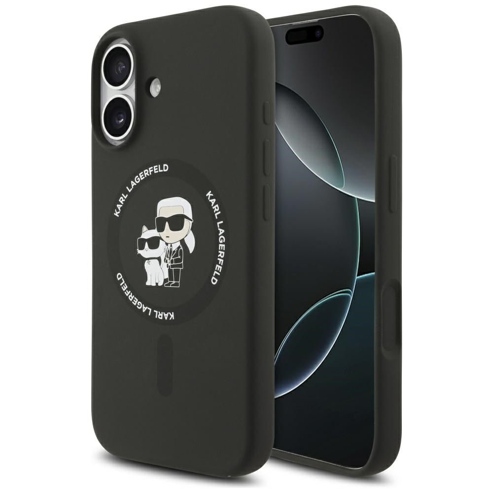 Karl Lagerfeld iPhone 17 - Θήκη Σιλικόνης με MagSafe - Silicone Karl and Choupette Ring - Black