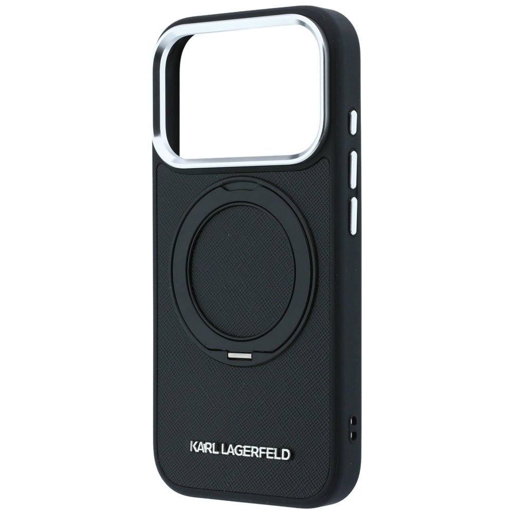 Karl Lagerfeld iPhone 18 Pro / iPhone 17 Pro - Σκληρή Θήκη με Δαχτυλίδι Συγκράτησης MagSafe - Ring Stand 360 Saffiano - Black