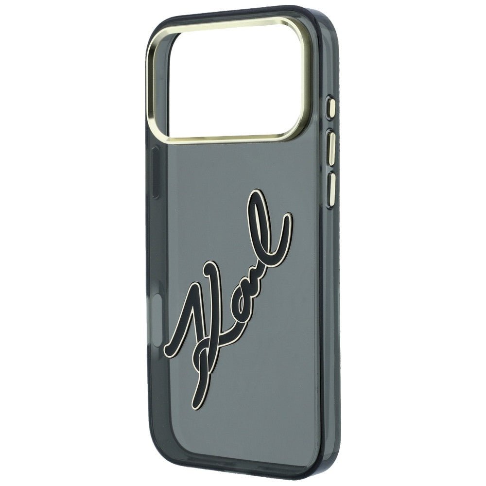 Karl Lagerfeld iPhone 18 Pro / iPhone 17 Pro - Σκληρή Θήκη με Πλαίσιο Σιλικόνης - IML Big Signature Resin Metal Frame - Black