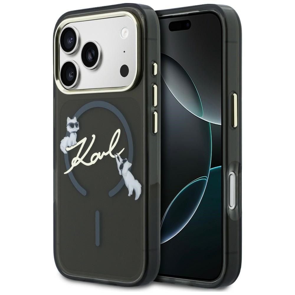 Karl Lagerfeld iPhone 18 Pro / iPhone 17 Pro - Σκληρή Θήκη με Πλαίσιο Σιλικόνης και MagSafe - Script Logo - Black
