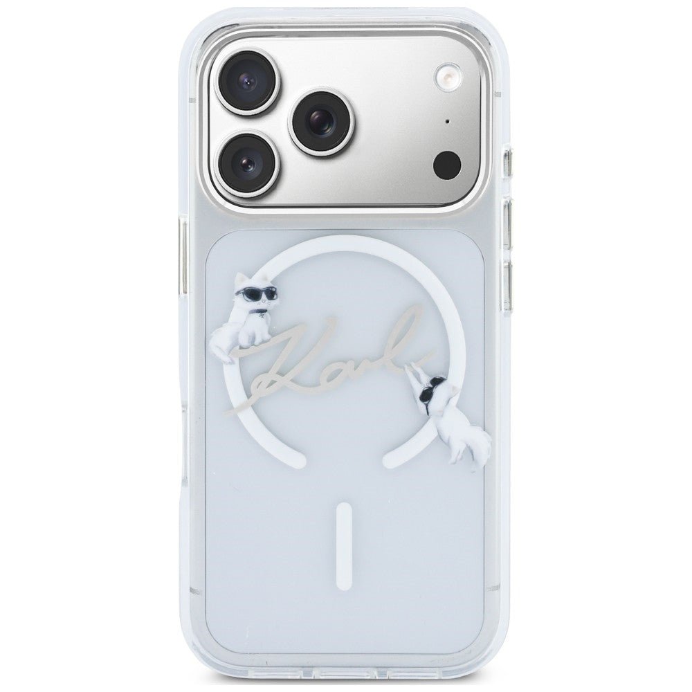 Karl Lagerfeld iPhone 18 Pro / iPhone 17 Pro - Σκληρή Θήκη με Πλαίσιο Σιλικόνης και MagSafe - Script Logo - Clear