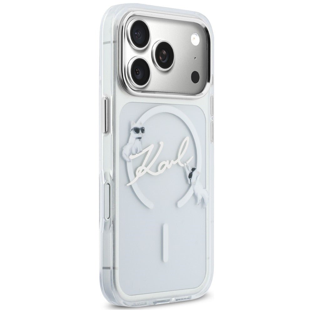 Karl Lagerfeld iPhone 18 Pro / iPhone 17 Pro - Σκληρή Θήκη με Πλαίσιο Σιλικόνης και MagSafe - Script Logo - Clear