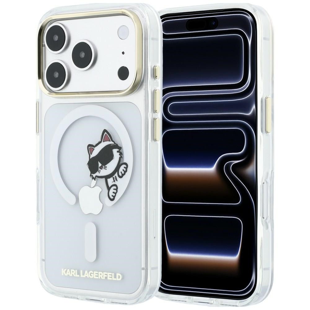 Karl Lagerfeld iPhone 18 Pro Max / iPhone 17 Pro Max - Σκληρή Θήκη με Πλαίσιο Σιλικόνης και MagSafe - Peekaboo Logo - Clear