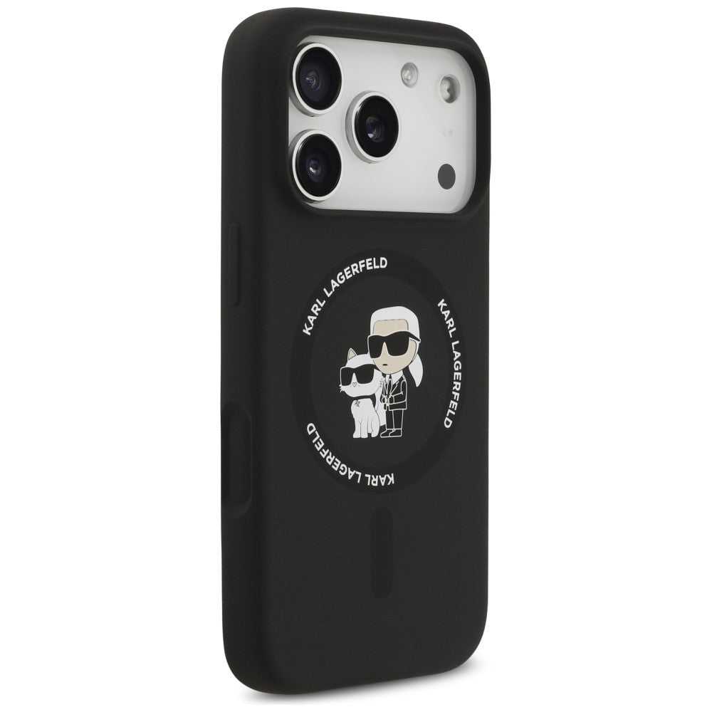 Karl Lagerfeld iPhone 18 Pro Max / iPhone 17 Pro Max - Θήκη Σιλικόνης με MagSafe - Silicone Karl and Choupette Ring - Black