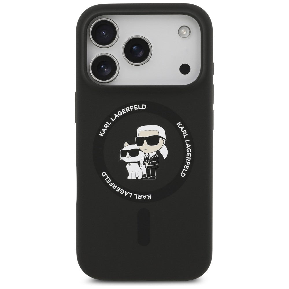 Karl Lagerfeld iPhone 18 Pro Max / iPhone 17 Pro Max - Θήκη Σιλικόνης με MagSafe - Silicone Karl and Choupette Ring - Black