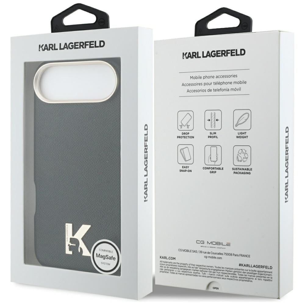 Karl Lagerfeld iPhone Air - Σκληρή Θήκη με Επένδυση Οικολογικού Δέρματος και MagSafe - Karl Head Logo - Black